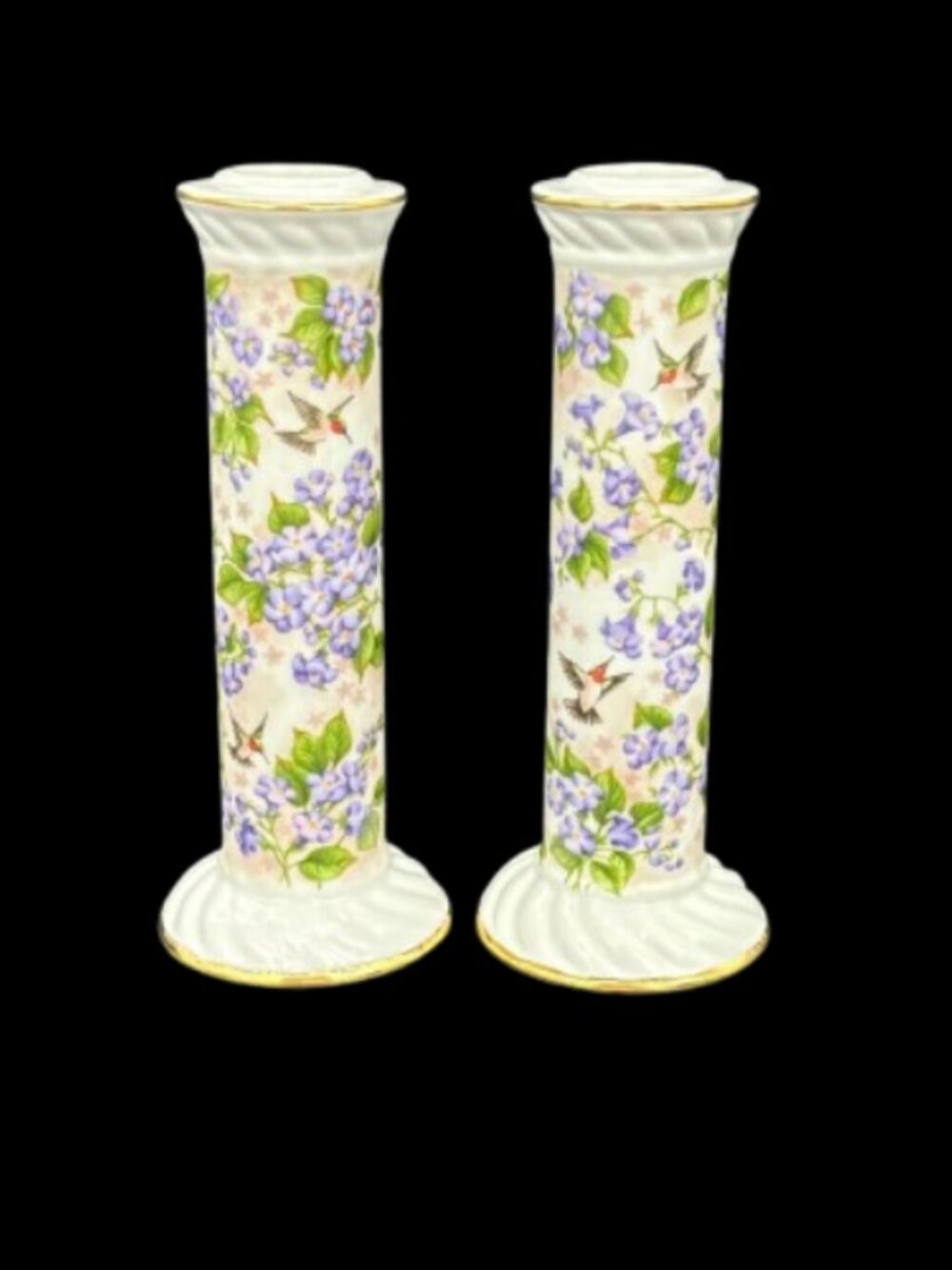 Vintage Cottagecore Crystal Cathedral Ministry Hummingbird  Candlestick Holders - Picture 10 of 10